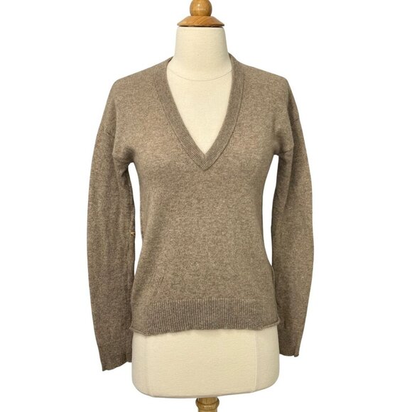 Zadig Voltaire Vivi Elbow Star Patch Cashmere Sweater Brown Gold V-Neck Size XS - Picture 9 of 9